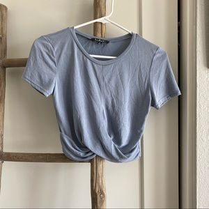 LULUS blue twist front crop top